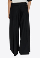 Kenzo Logo Patch Wide-Leg Wool Pants Black FF52PA099 9RA-99