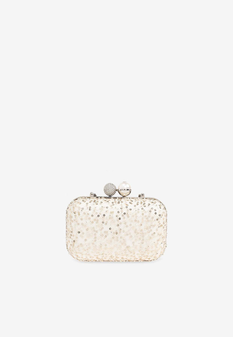 Jimmy Choo Cloud Embellished Clutch Ivory CLOUD DMJ-IVORY SILVER