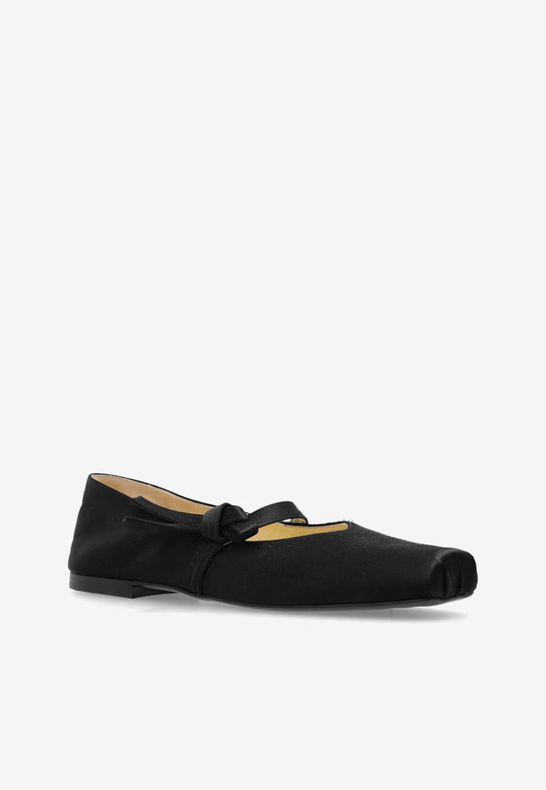 Kenzo Oki Satin Ballet Flats Black FF52BA125 F51-99