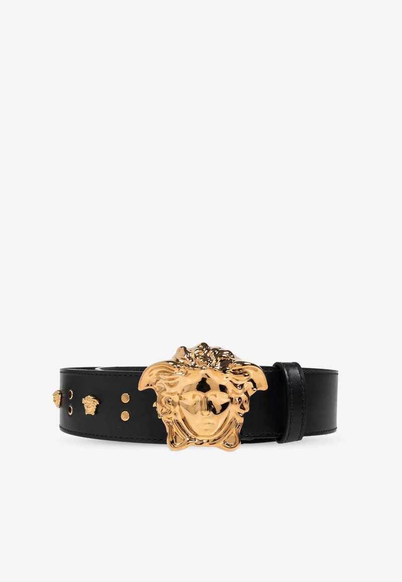 Versace Studded Medusa Leather Belt Black DCU4140 DVTP2B-1B00V