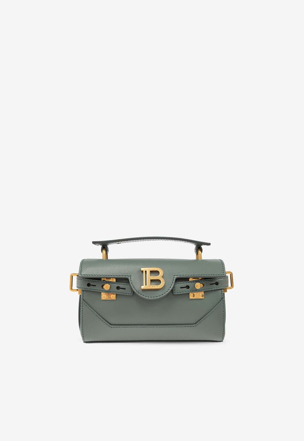 Balmain B-Buzz 19 Leather Top Handle Bag Green EN1AE742 LSLX-7GE