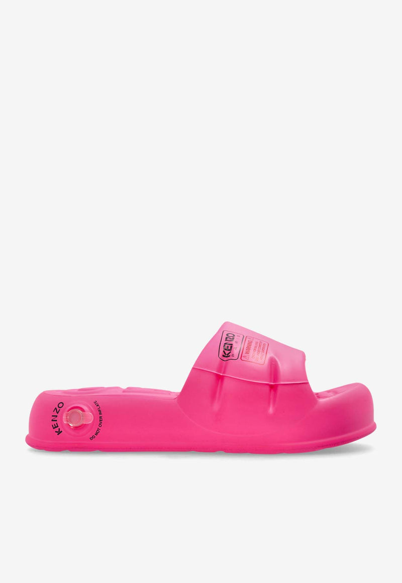 Kenzo Logo Puffer Slides Pink FF52MU210 E50-30