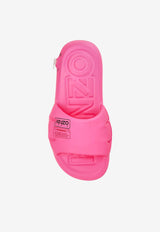 Kenzo Logo Puffer Slides Pink FF52MU210 E50-30