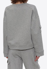 GANNI Logo Patch Crewneck Sweatshirt Gray T4141 3690-921