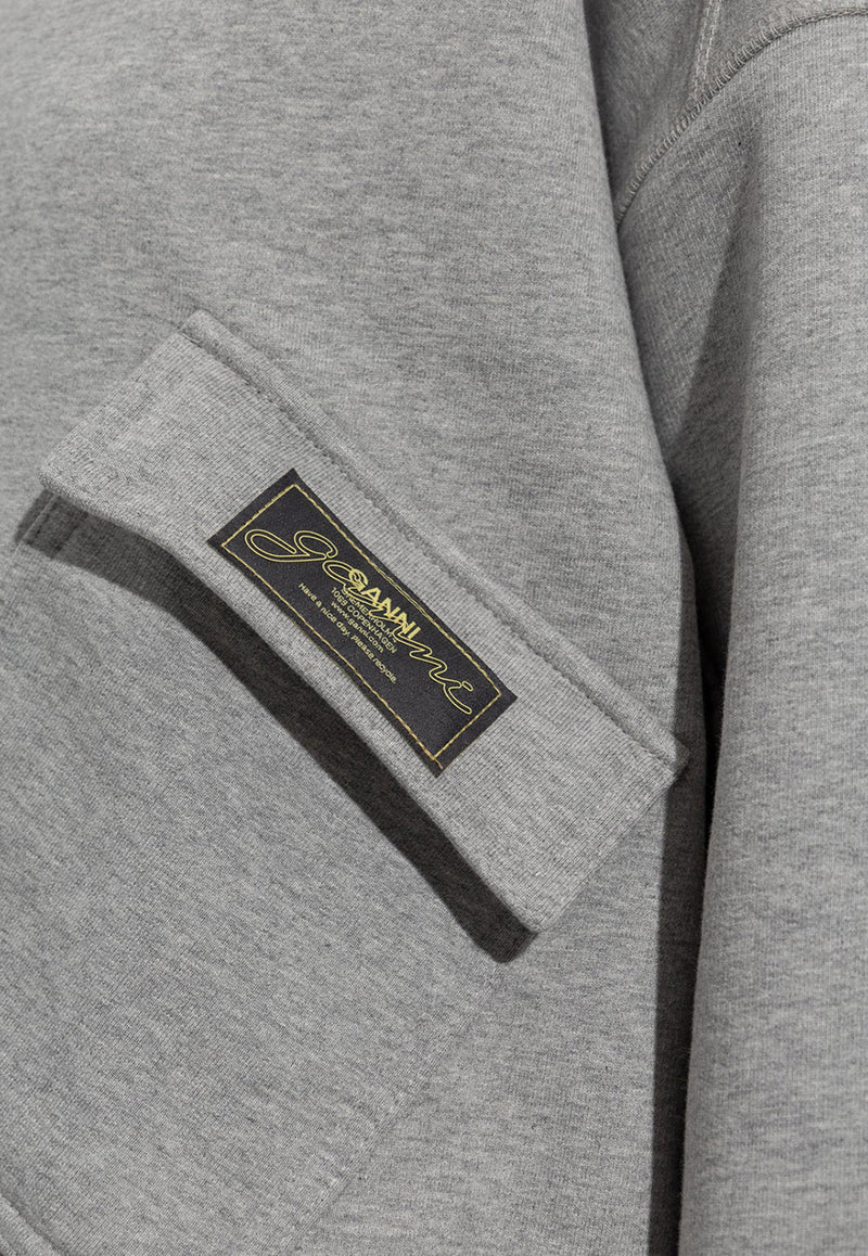 GANNI Logo Patch Crewneck Sweatshirt Gray T4141 3690-921