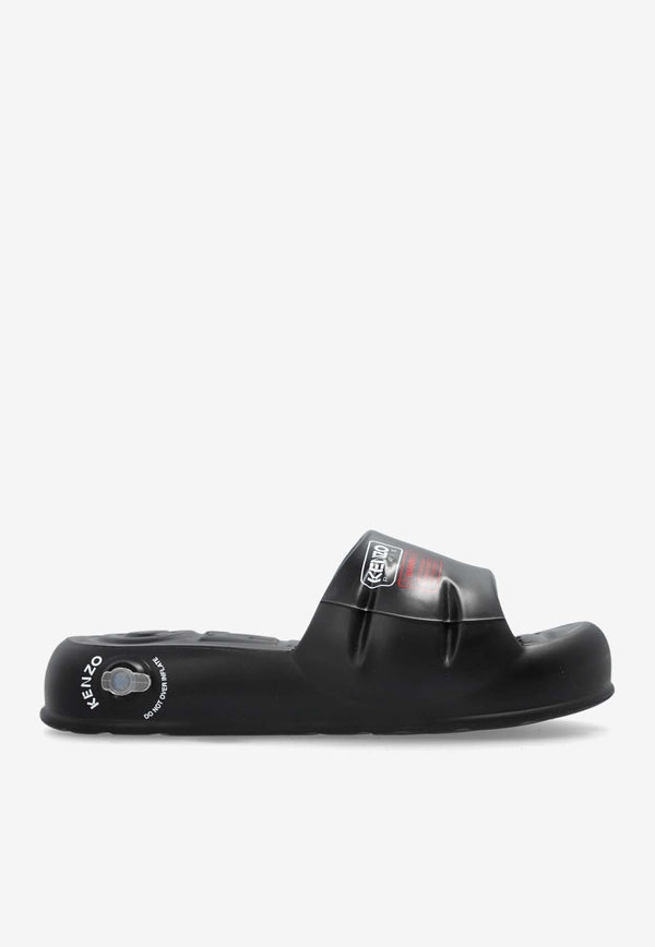 Kenzo Logo Puffer Slides Black FF52MU210 E50-99