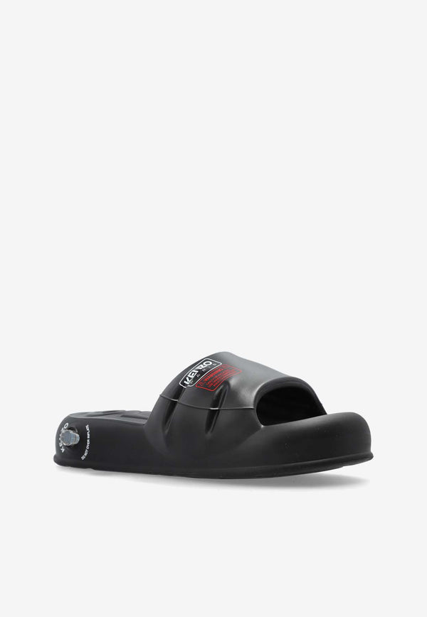 Kenzo Logo Puffer Slides Black FF52MU210 E50-99