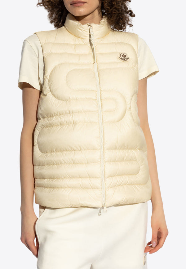 Moncler Xihu Snake-Quilt Down Vest  Butter K10931A00020 598BX-060