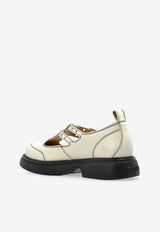 GANNI Buckled Leather Loafers Cream S2927 4914-135