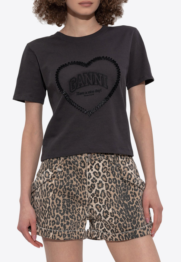 GANNI Heart Logo T-shirt Gray T4178 3683-252