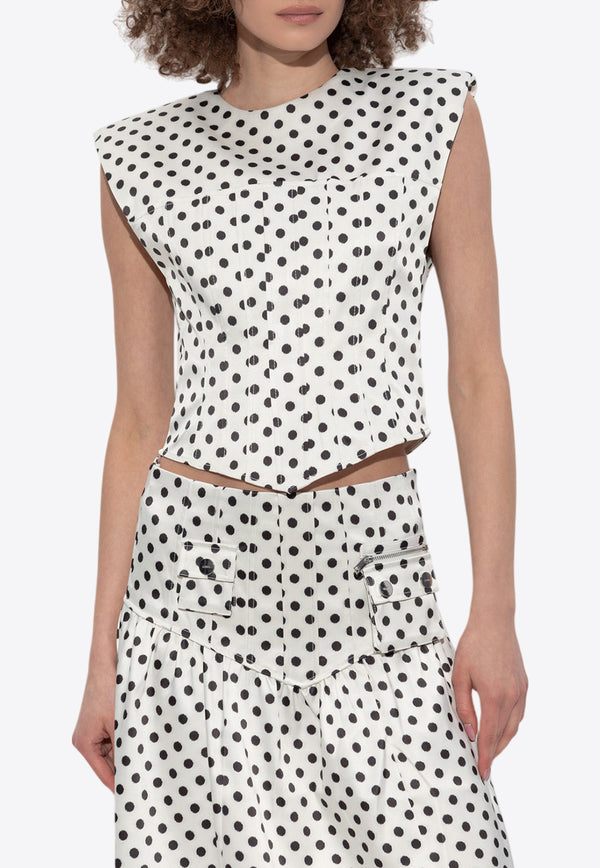 GANNI Polka Dot Cropped Top White W0364 6904-135