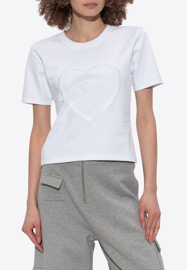 GANNI Heart Logo T-shirt White T4150 3683-151