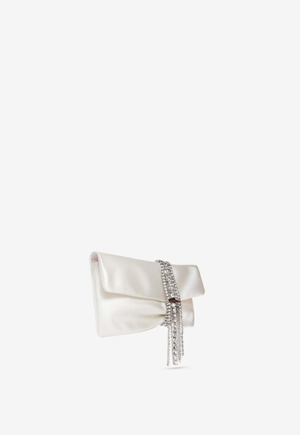 Jimmy Choo Zandra Satin Clutch Ivory ZANDRA DUR-IVORY SILVER