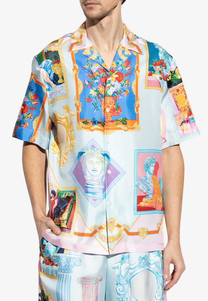 Versace Gallery Print Silk Bowling Shirt Multicolor 1003926 1A12995-5X590