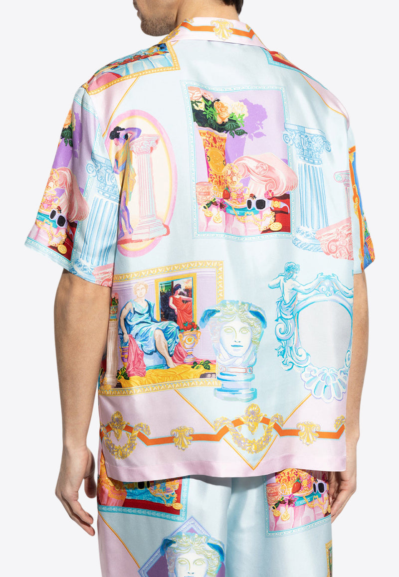 Versace Gallery Print Silk Bowling Shirt Multicolor 1003926 1A12995-5X590