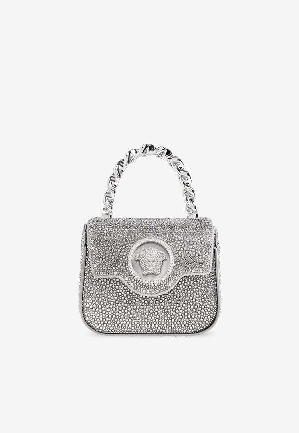 Versace Mini La Medusa Crystal Handbag Silver 1003016 1A06487-1E98P