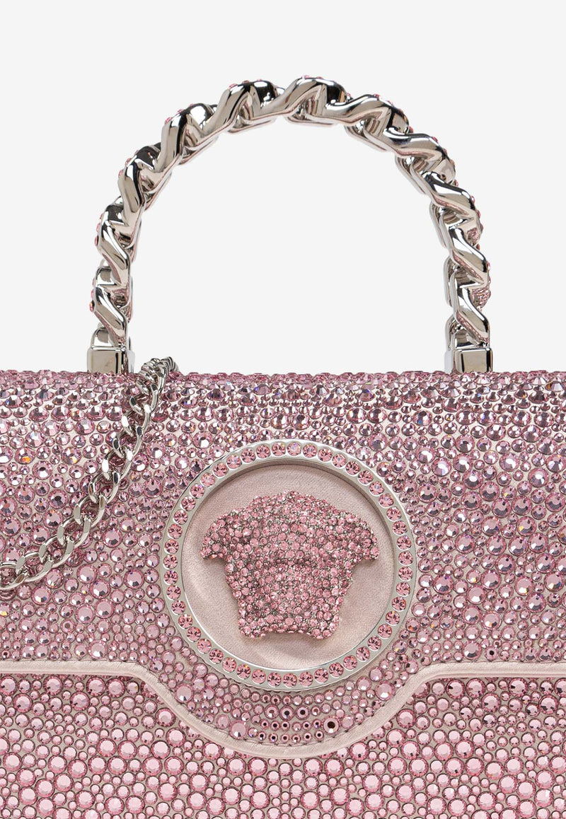 Versace Mini La Medusa Crystal Top Handle Bag Pink 1013439 1A06487-1PF5P