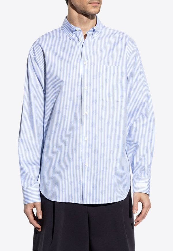 Versace Medusa Print Striped Shirt Light Blue 1016210 1A12952-5UB80