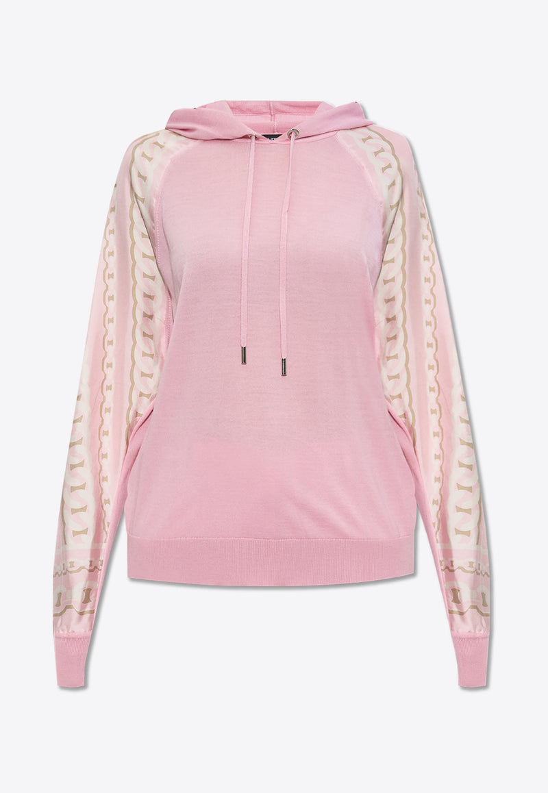 Versace Chain Print Wool Hooded Sweatshirt Pink 1017789 1A12712-5PC40