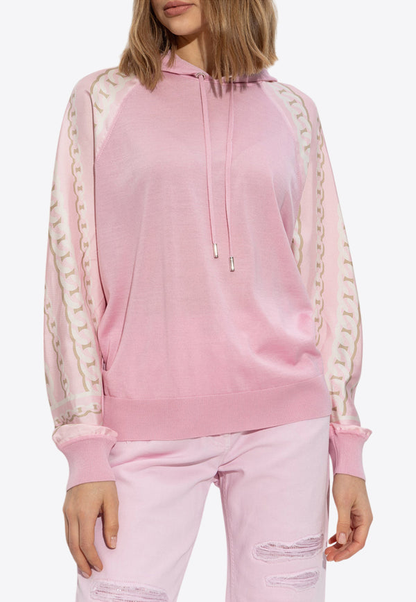 Versace Chain Print Wool Hooded Sweatshirt Pink 1017789 1A12712-5PC40