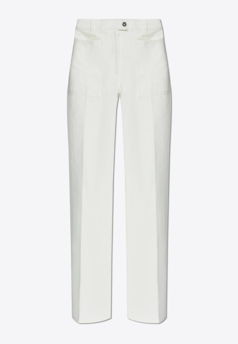 Salvatore Ferragamo Logo Patch Straight-Leg Jeans White 13G445 P 780548-WHITE