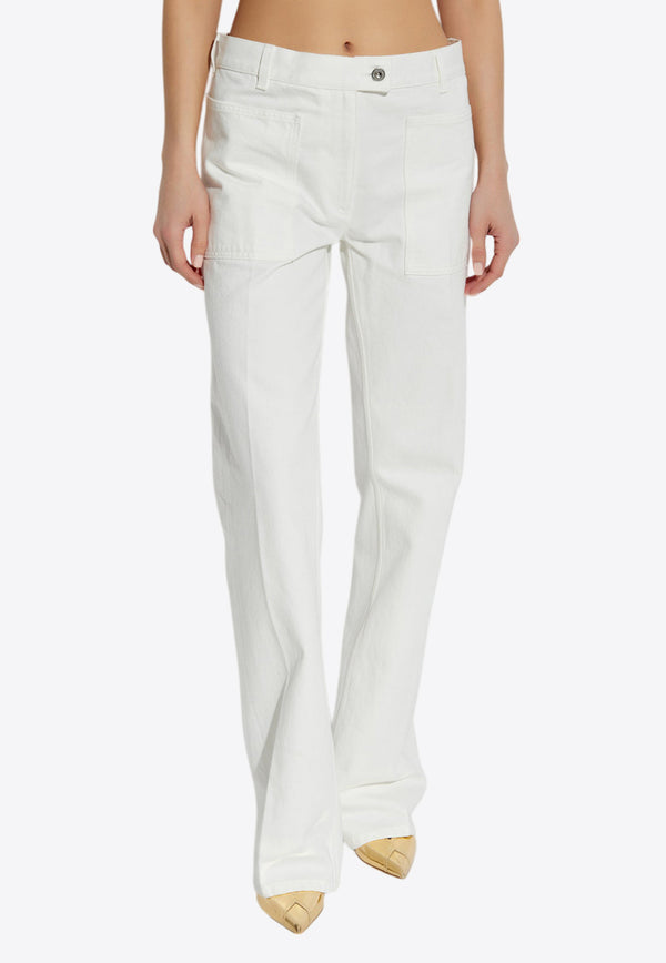 Salvatore Ferragamo Logo Patch Straight-Leg Jeans White 13G445 P 780548-WHITE