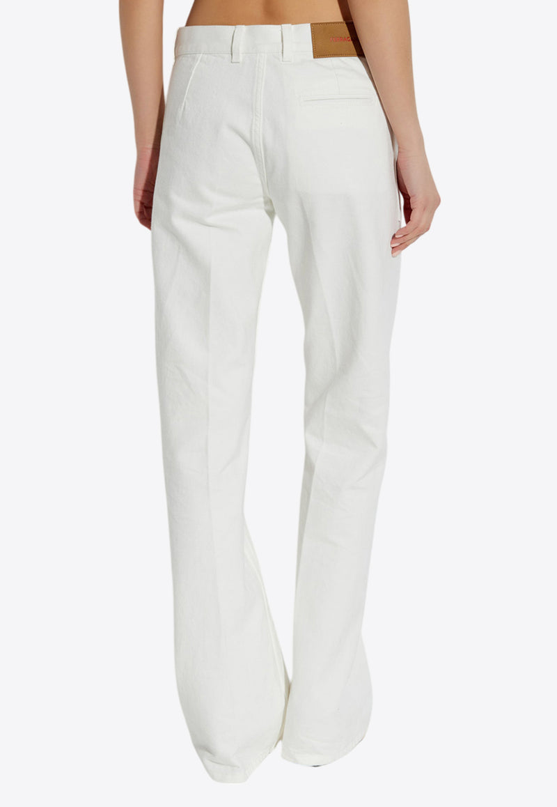 Salvatore Ferragamo Logo Patch Straight-Leg Jeans White 13G445 P 780548-WHITE