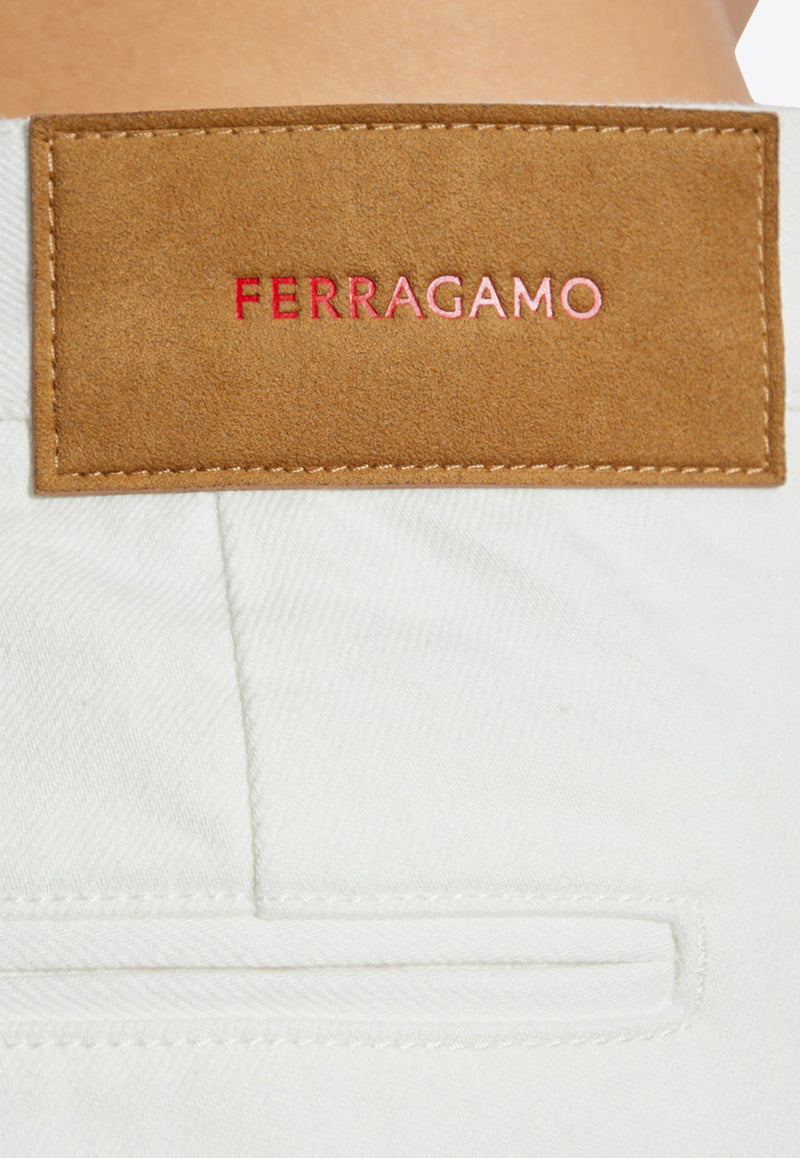 Salvatore Ferragamo Logo Patch Straight-Leg Jeans White 13G445 P 780548-WHITE