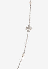 Tory Burch Kira Crystal Embellished Necklace Silver 167332 0-047