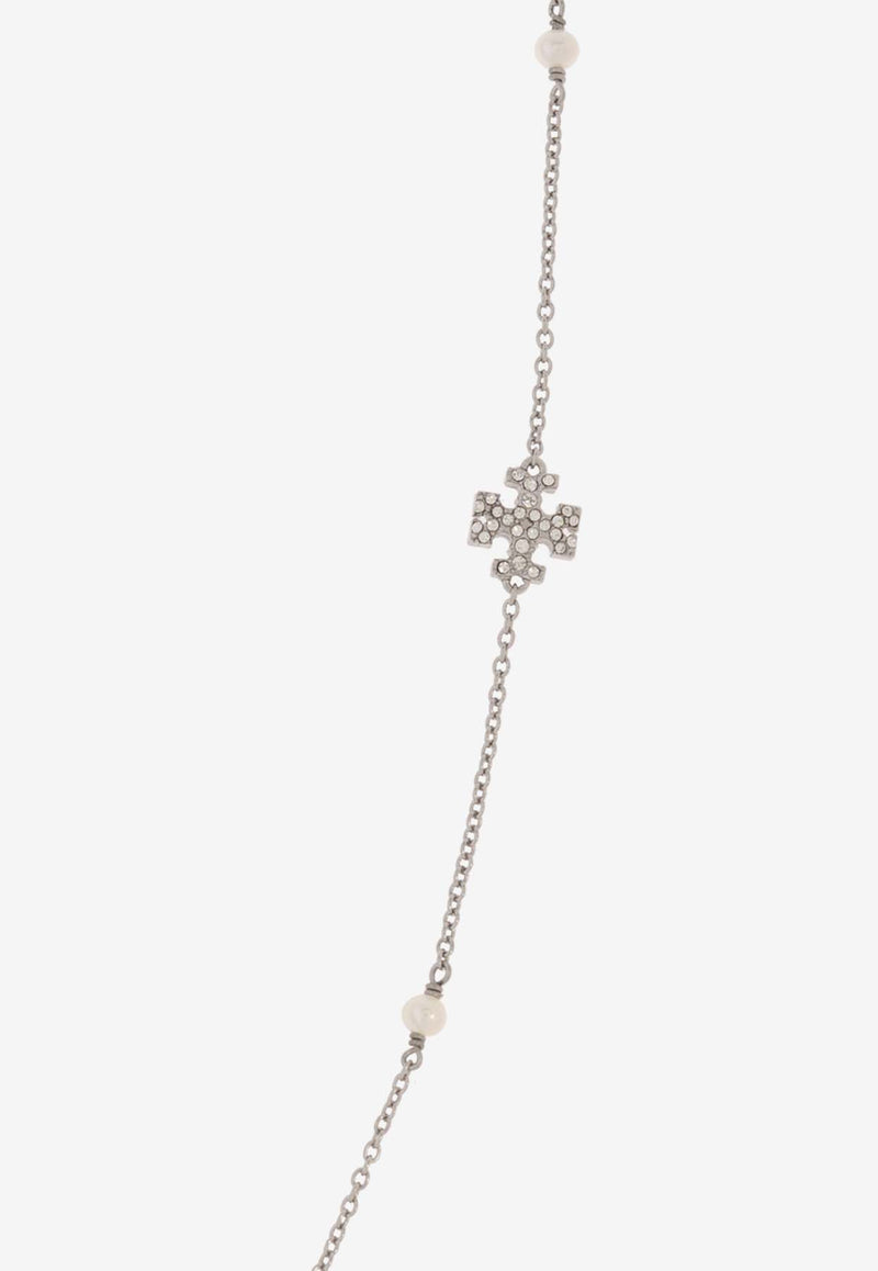 Tory Burch Kira Crystal Embellished Necklace Silver 167332 0-047