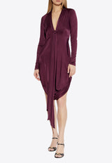 Salvatore Ferragamo Knotted V-neck Dress Purple 13G485 A 780642-OXBLOOD