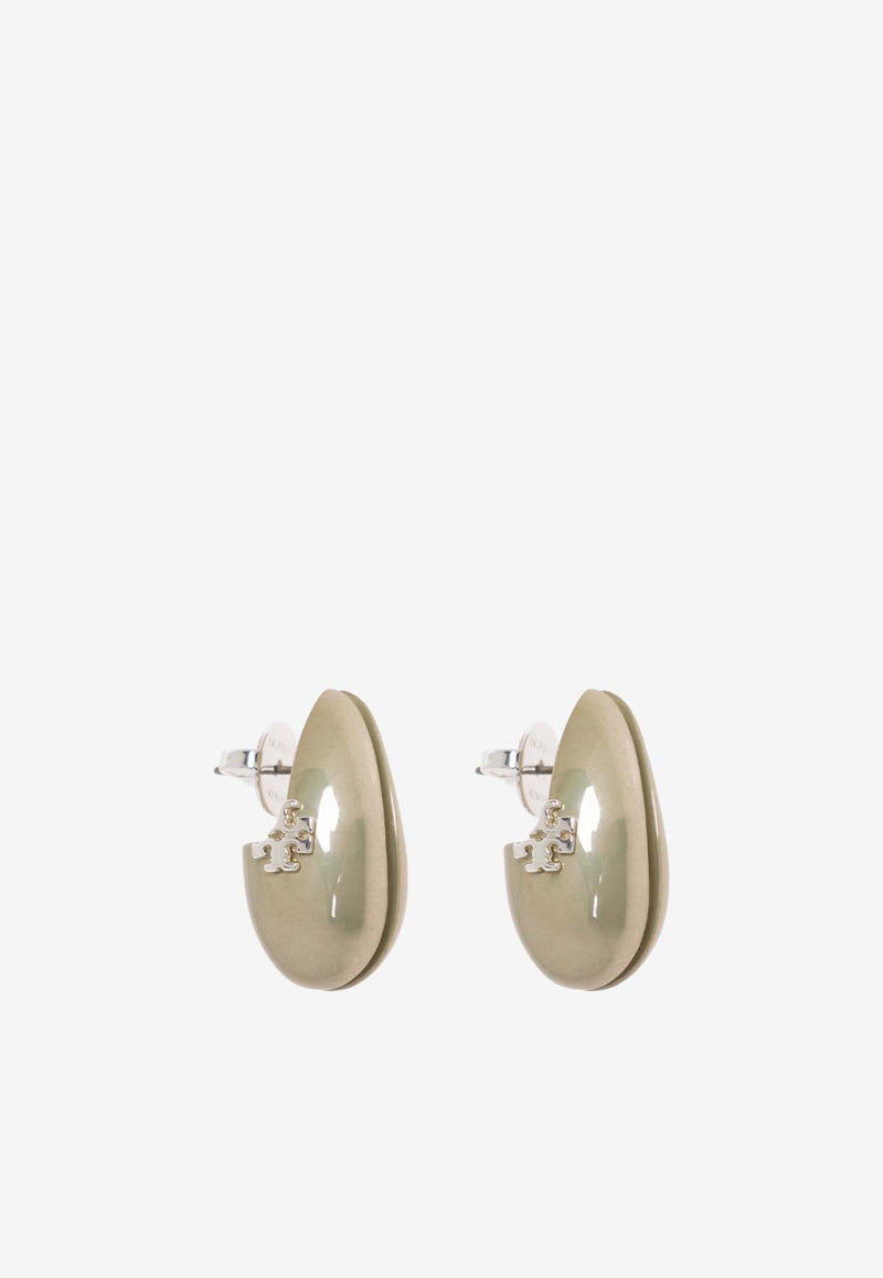 Tory Burch Small Wave Logo Earrings Green 169537 0-353