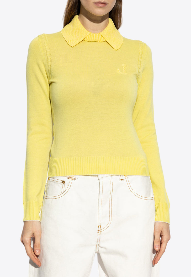 Jacquemus The Tricot J Logo Knit Polo Sweater Yellow 251KN595 2431-250