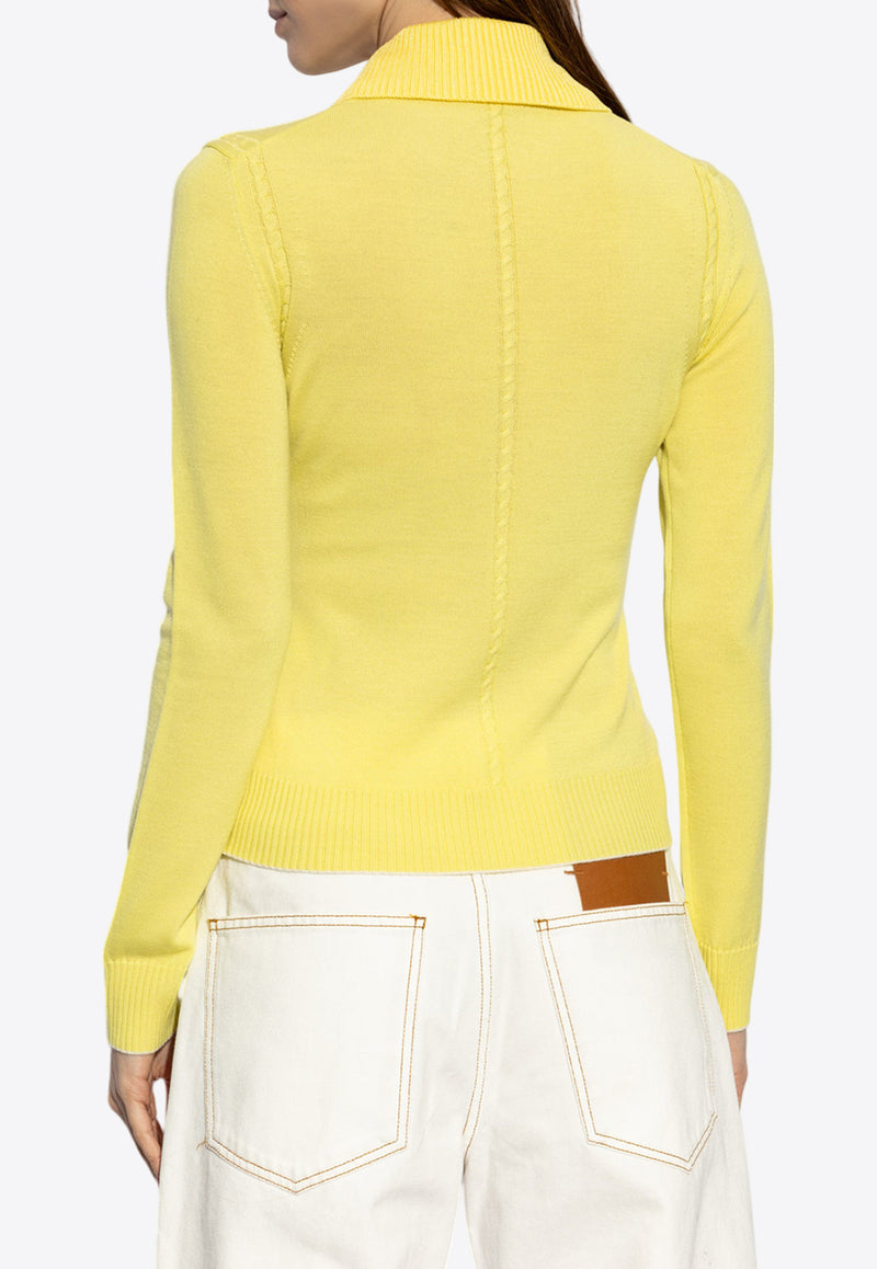 Jacquemus The Tricot J Logo Knit Polo Sweater Yellow 251KN595 2431-250