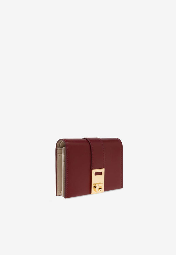 Salvatore Ferragamo Hug Compact Bi-Color Leather Wallet Burgundy 220633 151 779490-BORGOGNA