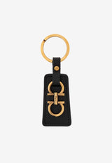 Salvatore Ferragamo Gancini Leather and Brass Key Chain Black 22E014 184 734287-NERO