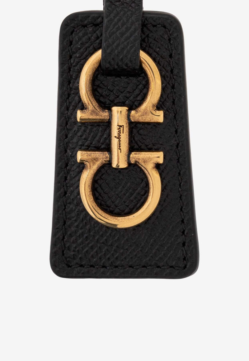 Salvatore Ferragamo Gancini Leather and Brass Key Chain Black 22E014 184 734287-NERO