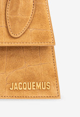 Jacquemus The Medium Chiquito Croc-Embossed Suede Handbag Brown 233BA327 3243-830