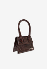 Jacquemus The Medium Chiquito Croc-Embossed Leather Handbag Brown 213BA002 4301-880