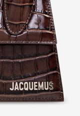 Jacquemus The Medium Chiquito Croc-Embossed Leather Handbag Brown 213BA002 4301-880