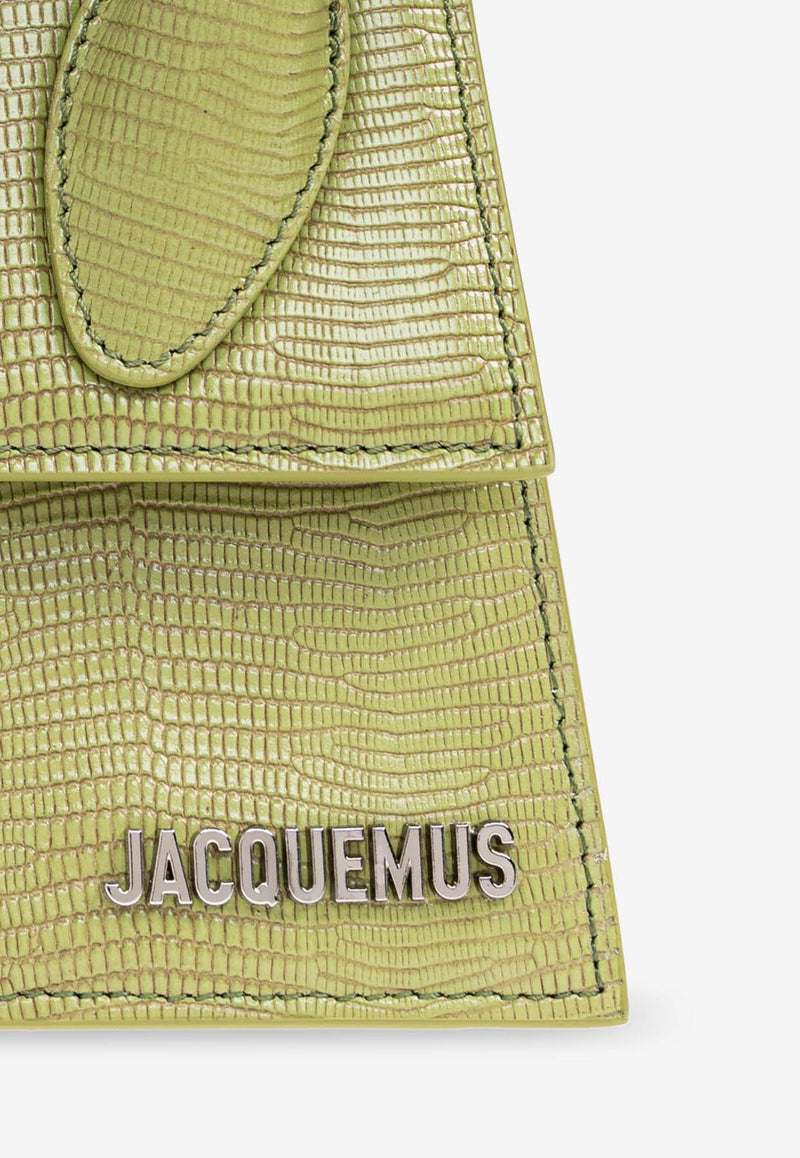 Jacquemus The Medium Chiquito Lizard Embossed Leather Handbag Green 233BA327 3235-550