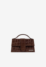 Jacquemus Le Grand Bambino Croc-Embossed Suede Top Handle Bag Brown 213BA007 3243-880