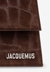 Jacquemus Le Grand Bambino Croc-Embossed Suede Top Handle Bag Brown 213BA007 3243-880