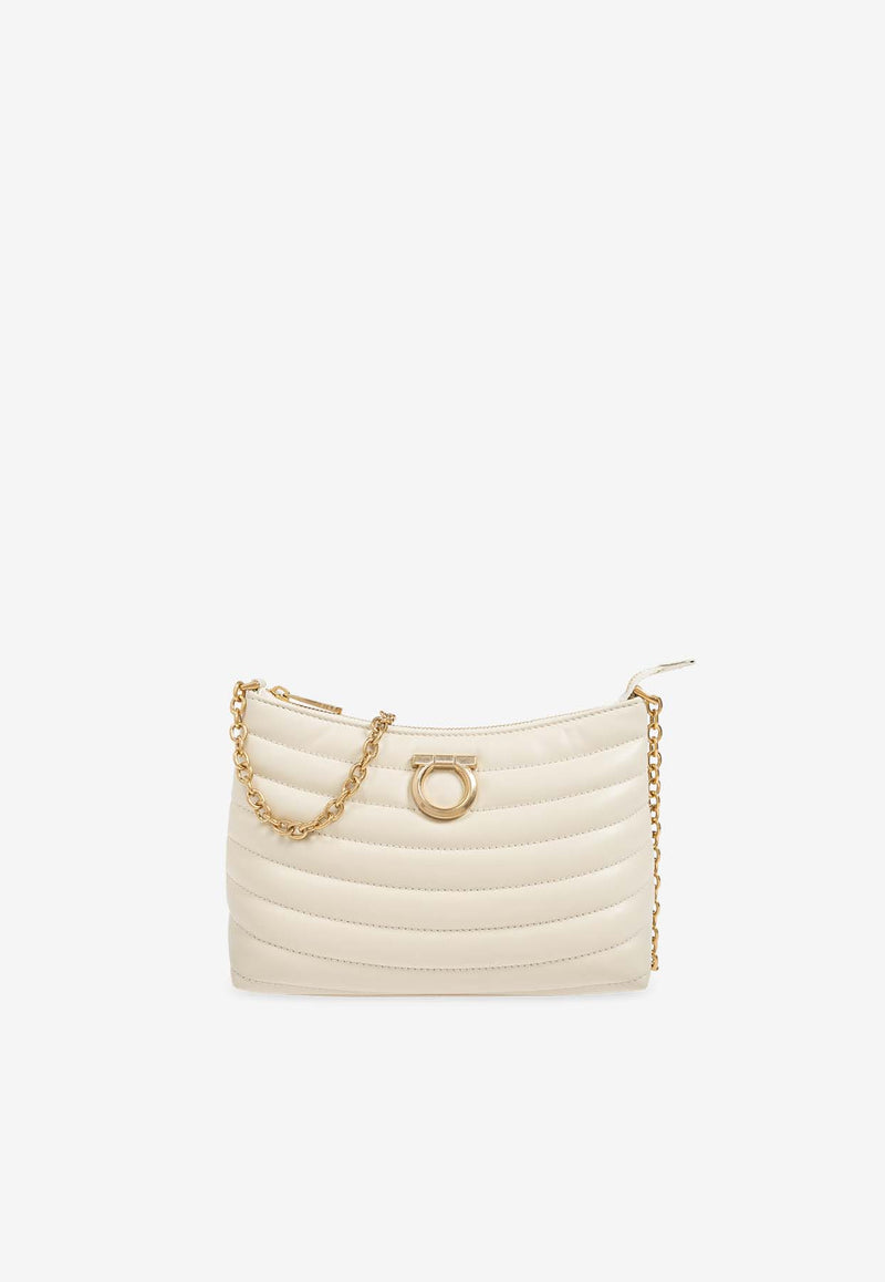 Salvatore Ferragamo Mini Quilted Leather Crossbody Bag Cream 220821 MINI BAG 780255-MASCARPONE