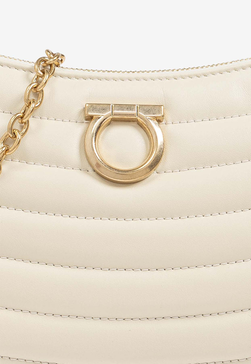 Salvatore Ferragamo Mini Quilted Leather Crossbody Bag Cream 220821 MINI BAG 780255-MASCARPONE