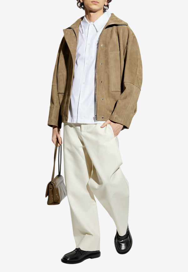 Jacquemus The Ciro Oversized Leather Jacket Khaki 251CO084 1739-530