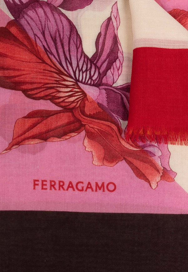 Salvatore Ferragamo Hydrangea Print Cashmere Scarf Multicolor 320979 SL ORTENSIE 779535-COTTON CANDY