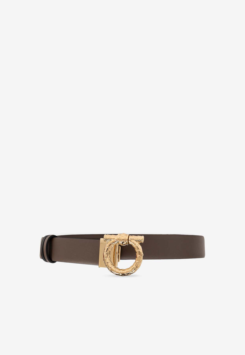 Salvatore Ferragamo Adjustable and Reversible Gancini Belt Taupe 230372 DONNA H25 780475-CLAY