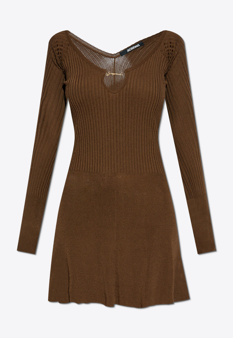 Jacquemus The Pralù Scalloped Mini dress Brown 251KN356 2424-880