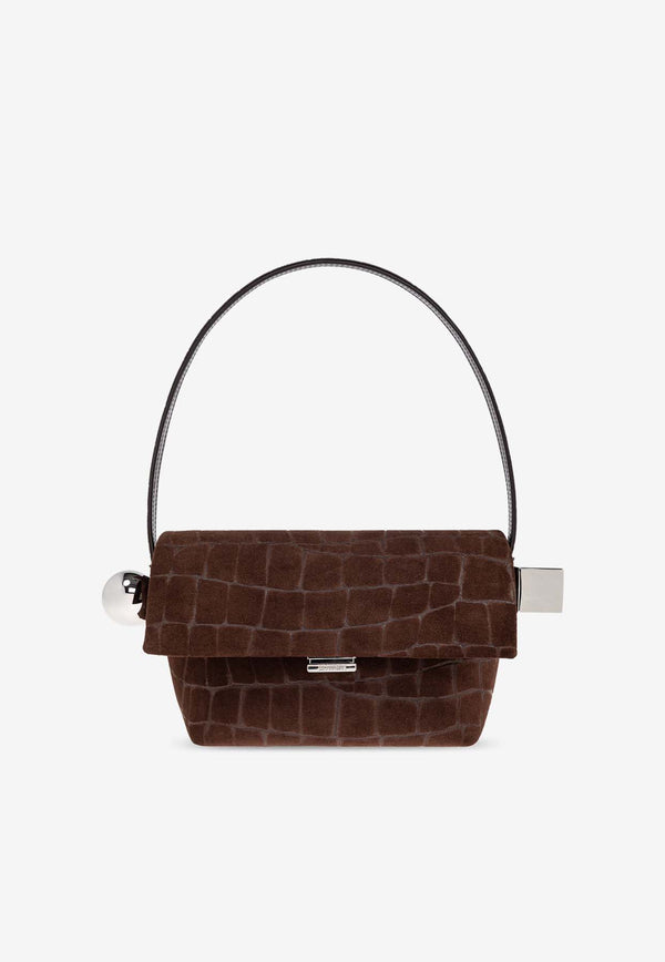 Jacquemus The Rond Carré Suede Shoulder Bag Brown 243BA383 3243-880